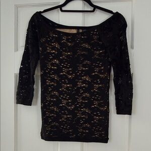 Guess Black Lace Detail Top